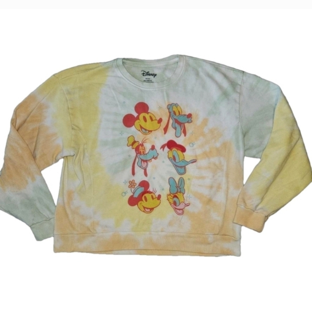 Disney Tye Dyed Cropped Sweatshirt Juniors  Size XXL Yellow/Light Green
